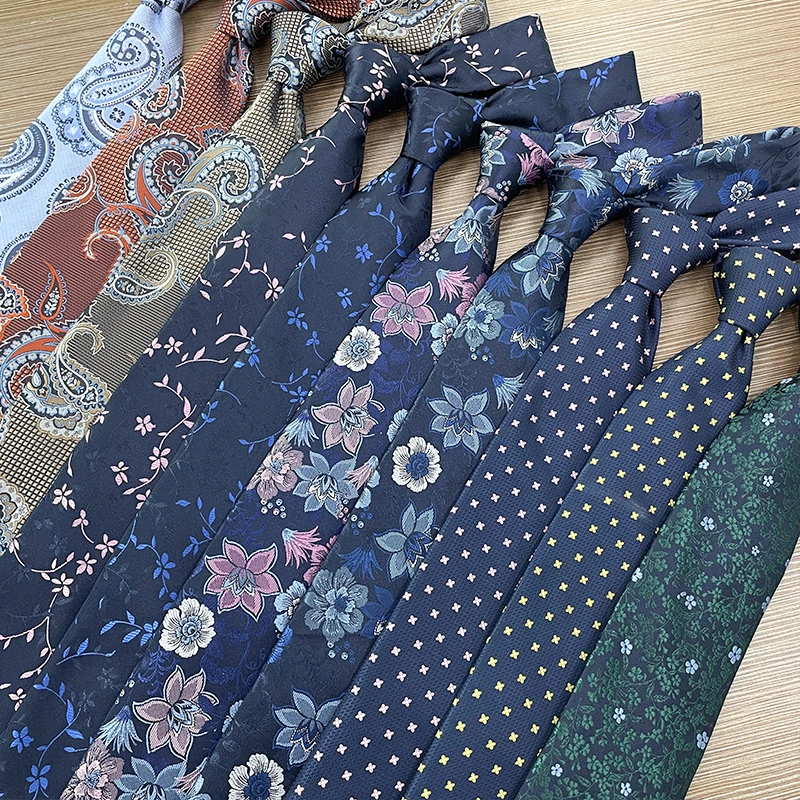 Slim Business Autumn Dark Colors Neckties Jacquard Polyester Cheap Ties