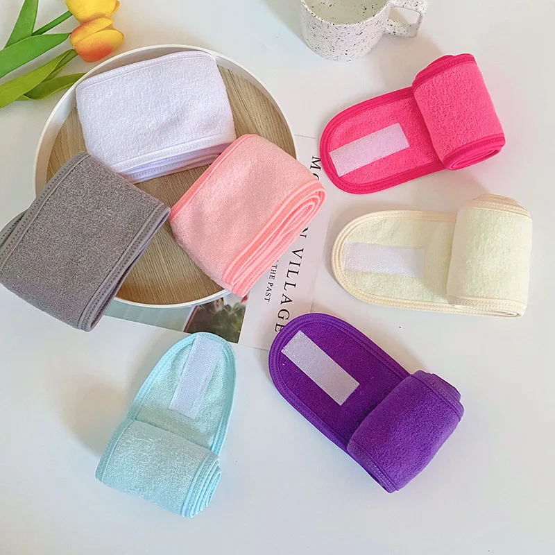 Wholesale Custom Embroidery Logo Washing Face Hair Band Microfiber Headband Makeup Shower Hair Band Spa Headbands