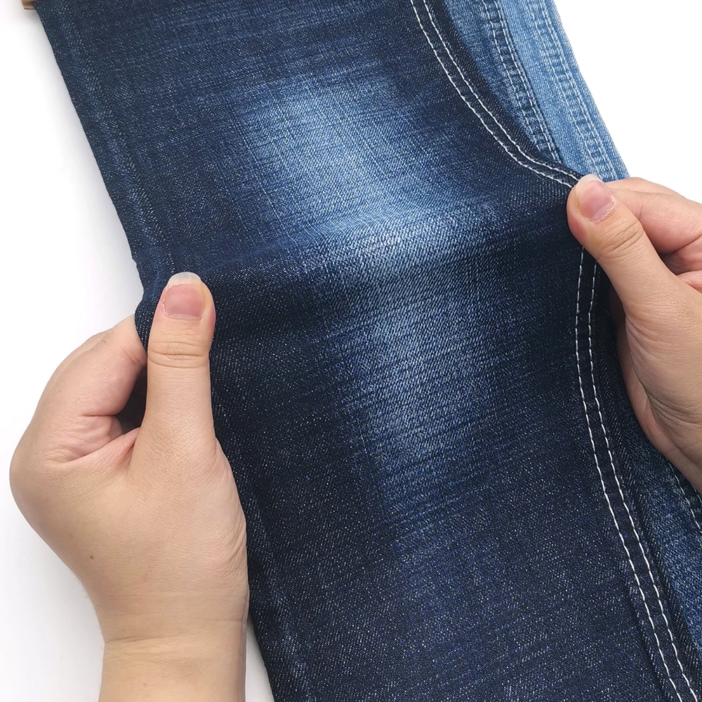 Aufar blue color stretch denim fabric with crosshatch slub for man 11.5oz width 168-170cm