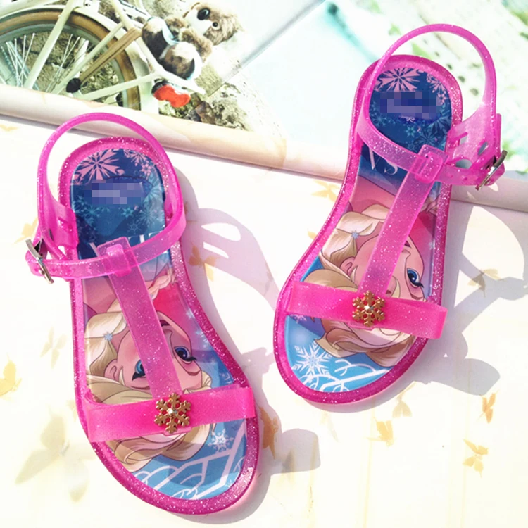 Детские сандалии-желе с бантом и кристаллами, обувь для девочек «Холодное сердце», сандалии-желе для девочек-подростков, пластиковая обувь для девочек