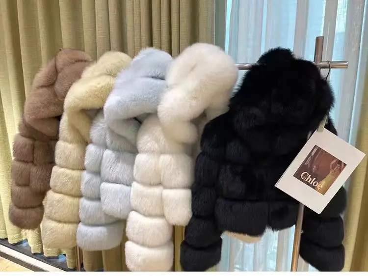 Luxury Winter Rare Fox Fur Coat Women Real Natural Fox Fur Collar Down Doat Women