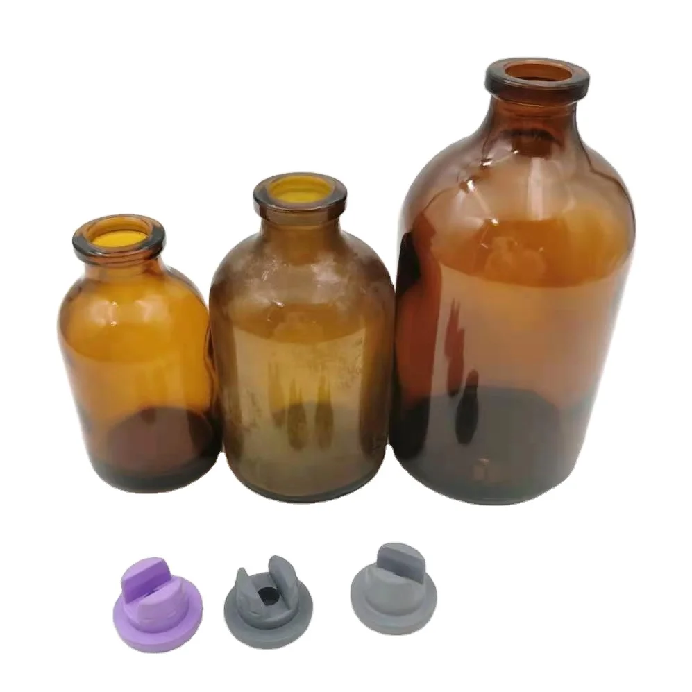 bottles medicine glass 50ml amber sterile vials for injection bottles with rubber stopper