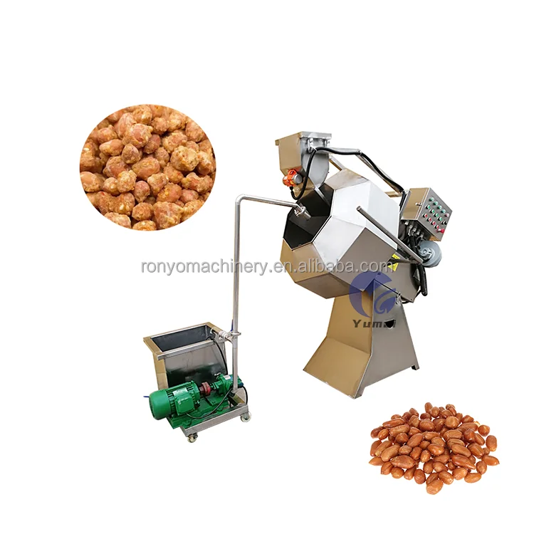 Industrial Snack Food Peanut Potato Chips Pork Skin Flavoring Automatic Octagonal Batch Seasoning Machine