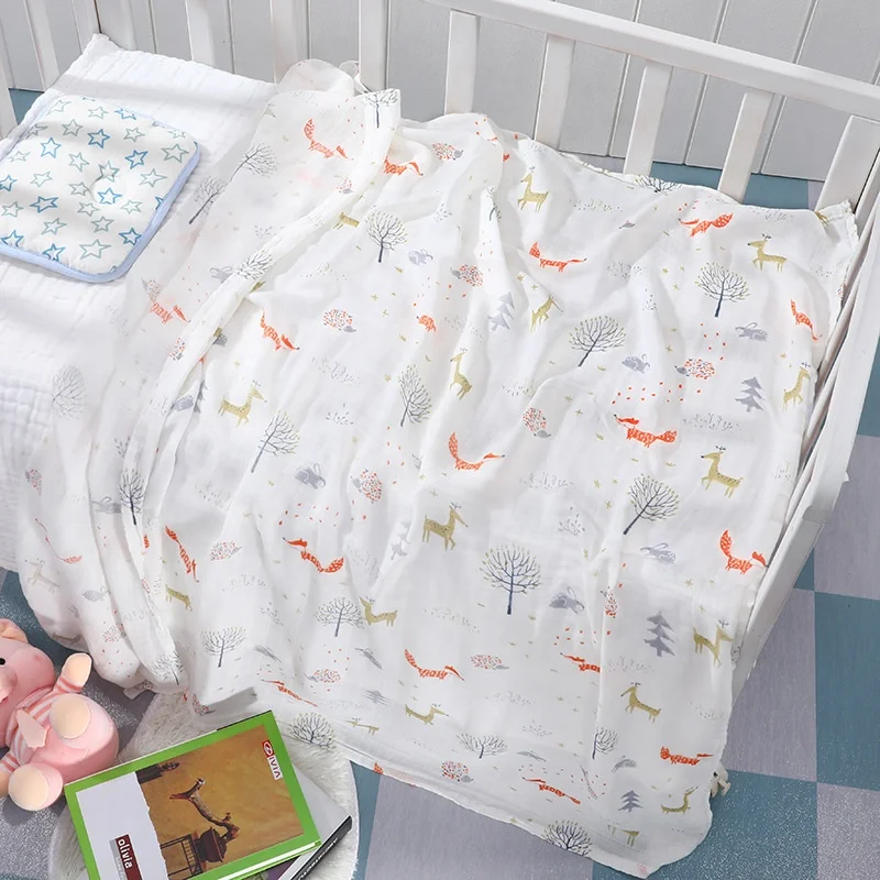 Custom Newborn Bamboo Organic Super Soft Muslin Swaddle Blankets Custom Packing Woven 40 Babies Floral Cotton / Bamboo Fiber