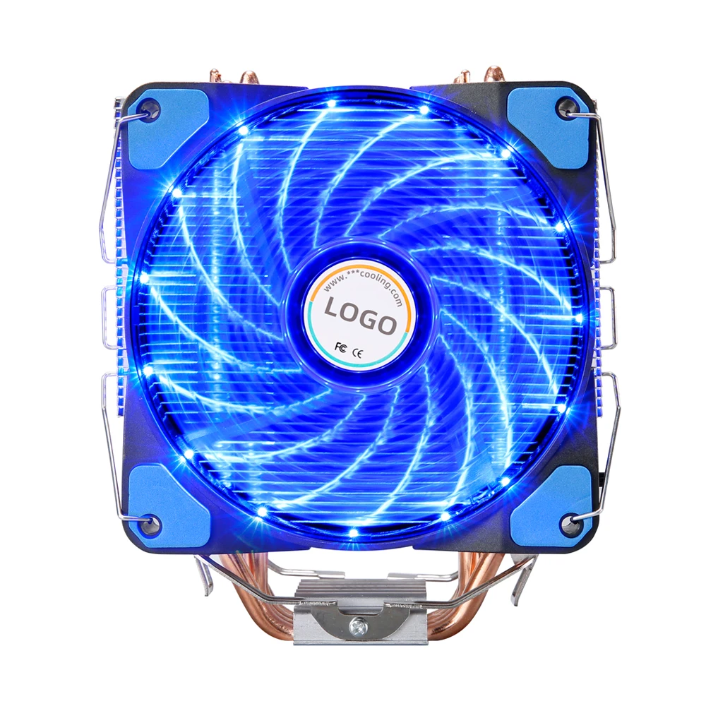 12 см светодиодный синий красный корпус компьютера процессор медная тепловая труба ЦП кулер 4 тепловых трубы Охлаждение для игрового настольного компьютера 12025
