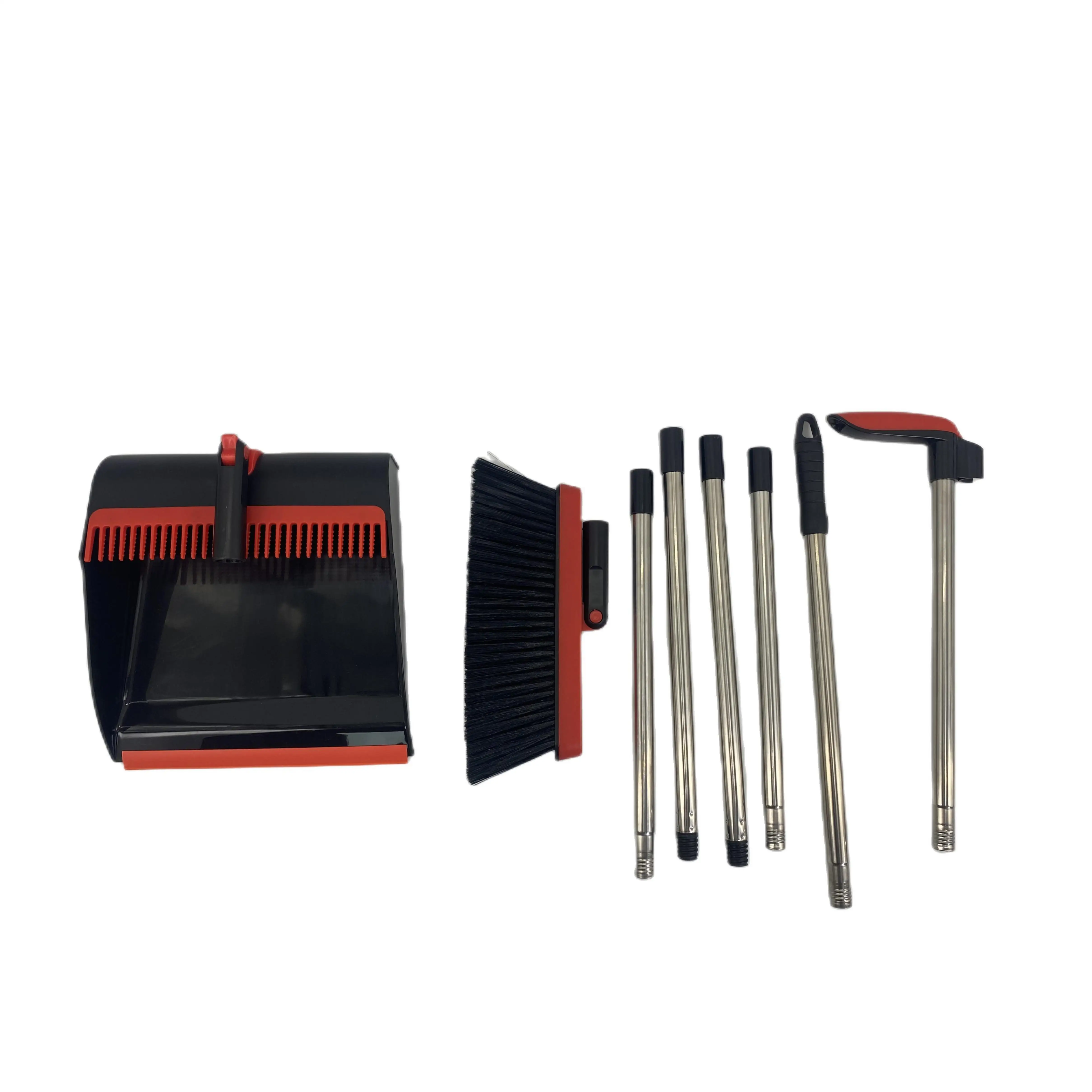 Manufacturer Durable Material 3 In 1 Sweeping Tooth Metal Plastic Broom and Dustpan Set