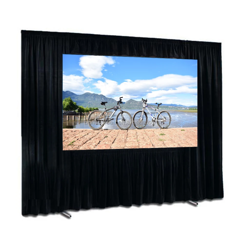 Wholesale Customized Fast Fold Screen Outdoor Movie Floor Stand Easy Folding Frame Projector Screen with Drape Kits