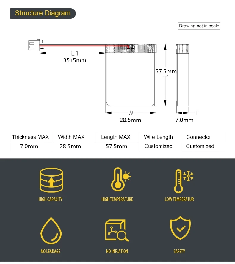 652855 1000 мАч перезаряжаемая литиевая полимерная батарея 3 7 В lipo с PCM