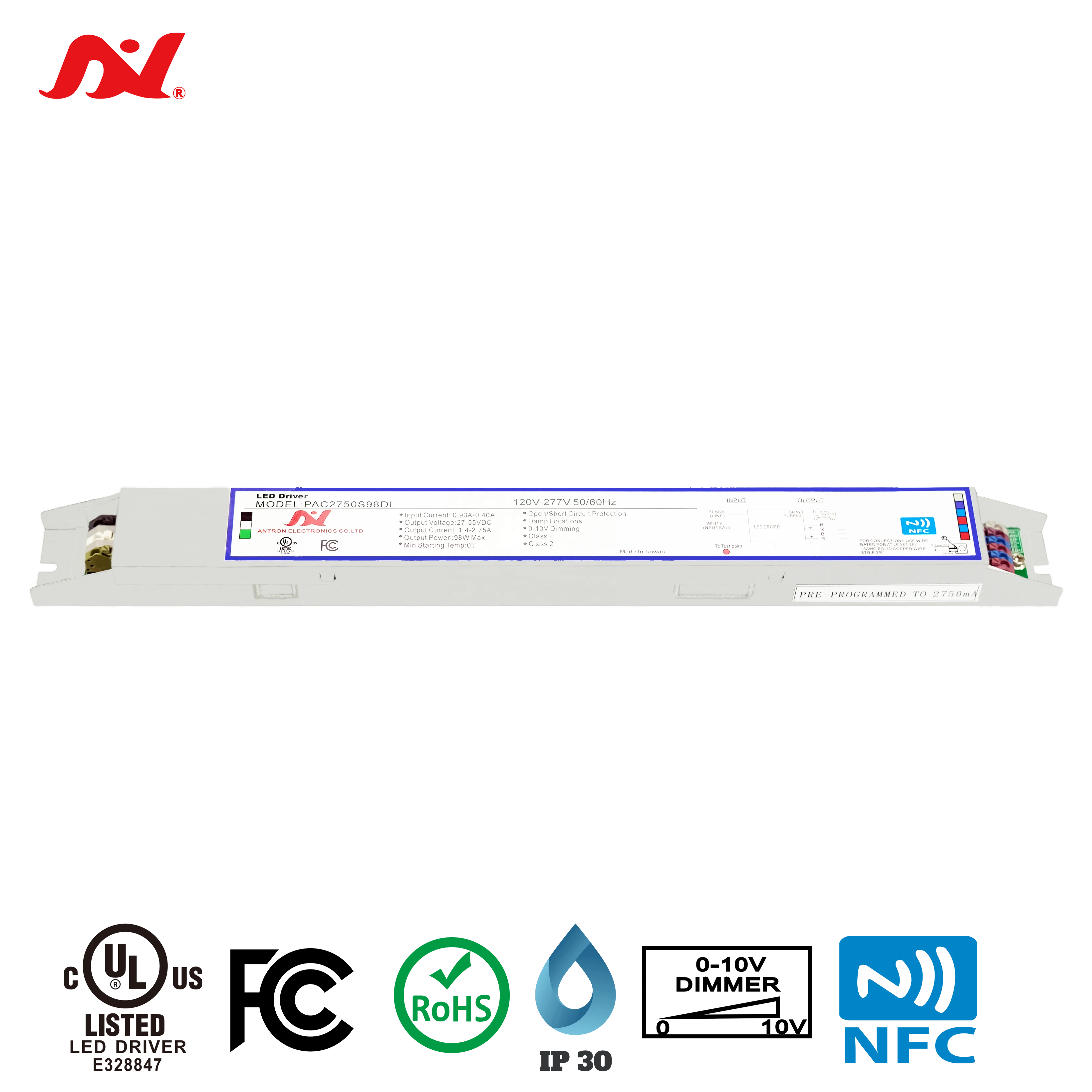 NFC 80W 27~55V Programmable LED Driver for LED Lamp