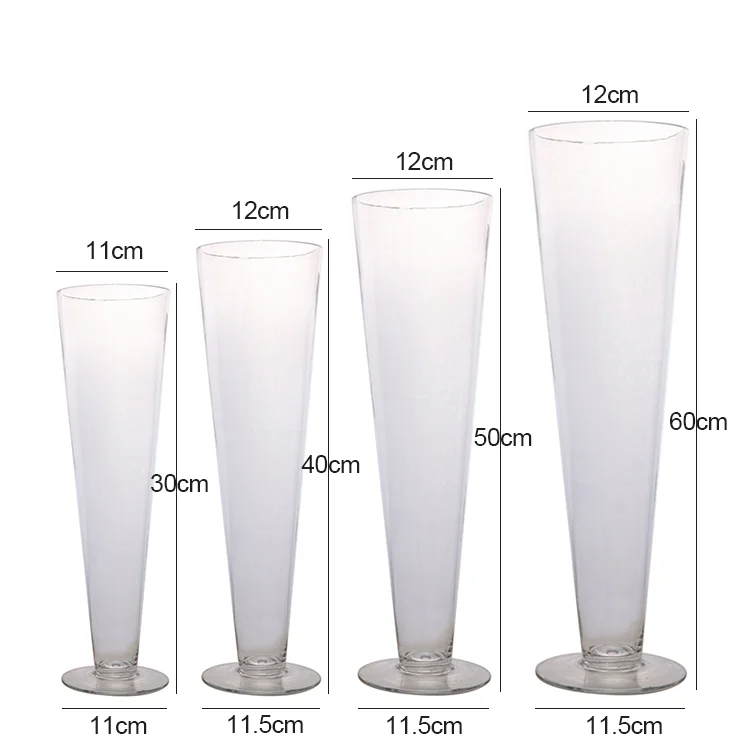Aeofa Transparent glass vase conical Wedding Guide Table Vase goblet hydroponic vase
