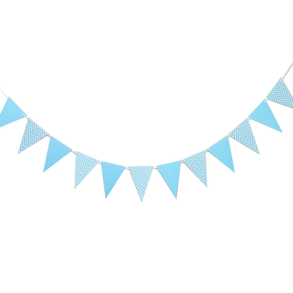 Rose Gold Silver Stamp Hanging Paper Triangle Bunting Pennant Flag Banner Garland for Birthday Bridal Baby Shower Wedding