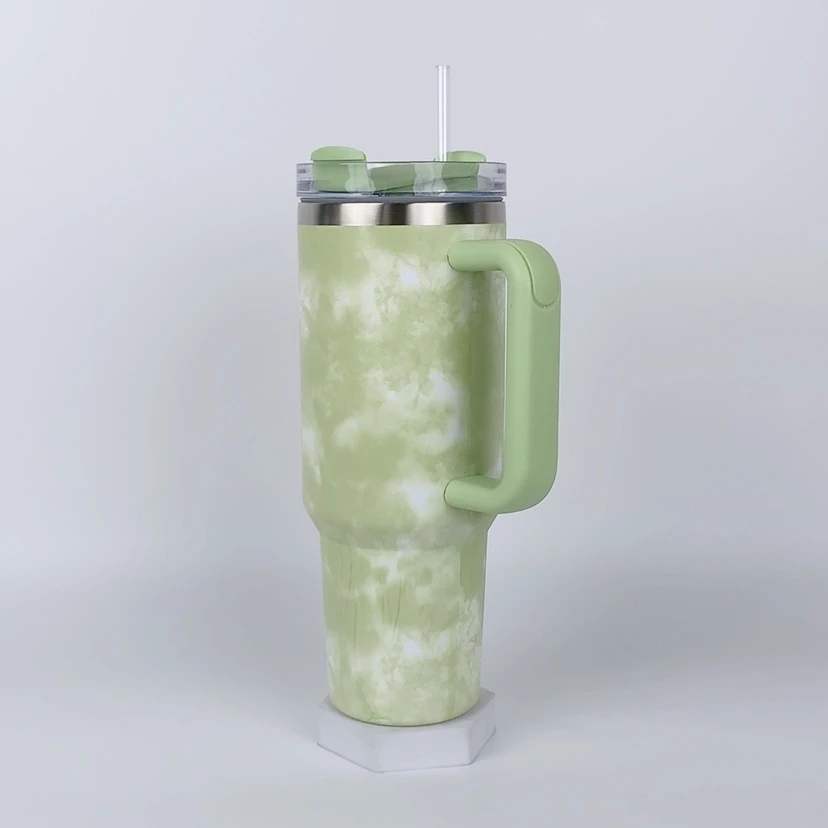 2025 Double Wall Stainless Steel Tie Dye Traveler Tumbler 40oz H2.0 Adventure with Straw and Handle