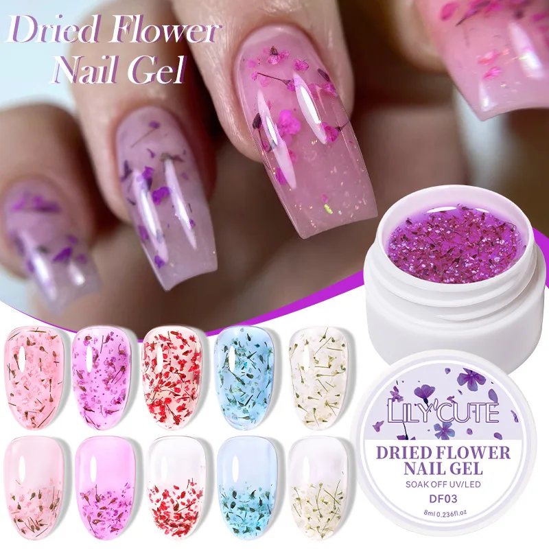 Natural Transparent Crystal Petal Nail Polish UV Gel Manicure Dried Flower Design Beauty Product Customizable Logo