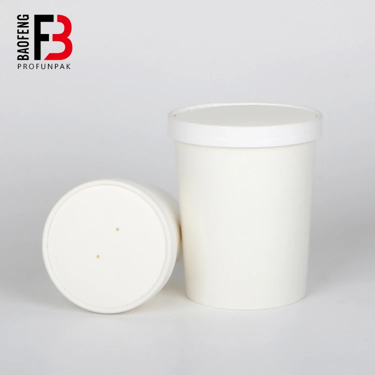 hot soup paper bowl disposable white greaseproof and water proof food container