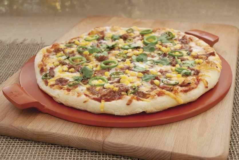 Round Refractory Italian Cordierite Baking Pizza Stone With Handle Red Pizza Baking Stone Pizza Pan