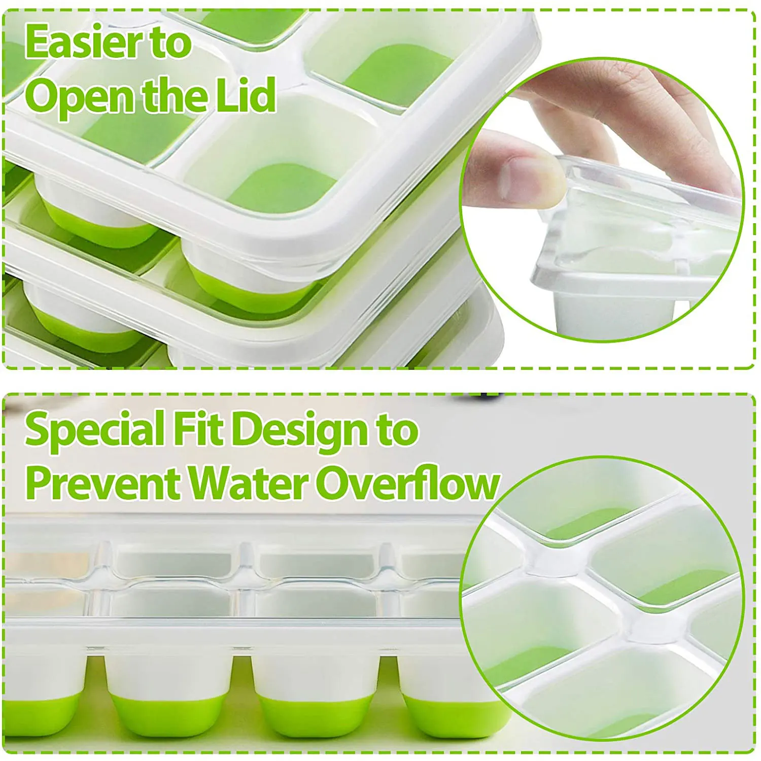 Wholesale Custom 14-Ice Mold Maker Easy Release Flexible Ice Cube Tray With Lids