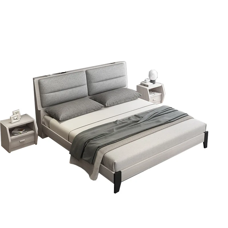 Наборы мебели для спальни без матраса 1 8 м королева двойная одиночная мягкая кровать с мягкой обивкой Современные тканевые кровати
