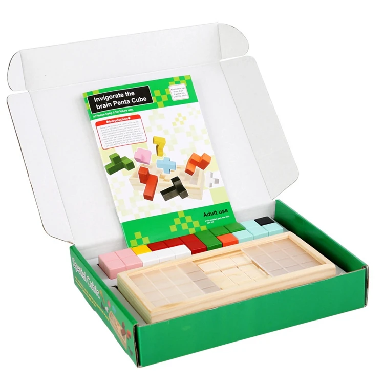 QINGTANG building blocks Spatial thinking training 3d cube block Wooden Russian Cube Puzzle