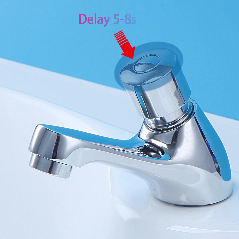 Nice Quality Wall Mounted Push Button Time Delay Action Faucet Brass Commercial Bathroom Self Closing Tap
