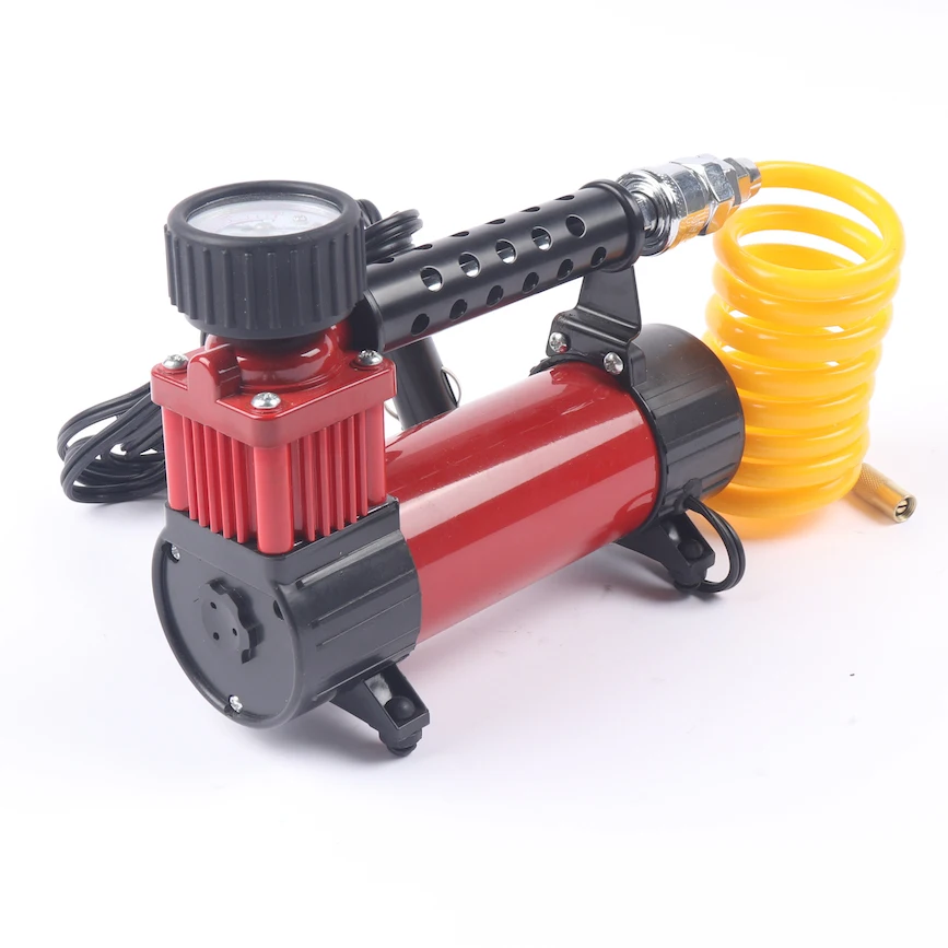 Red car emergency tool car air compressor tyre inflator rubber air hose with brass valve for Ford