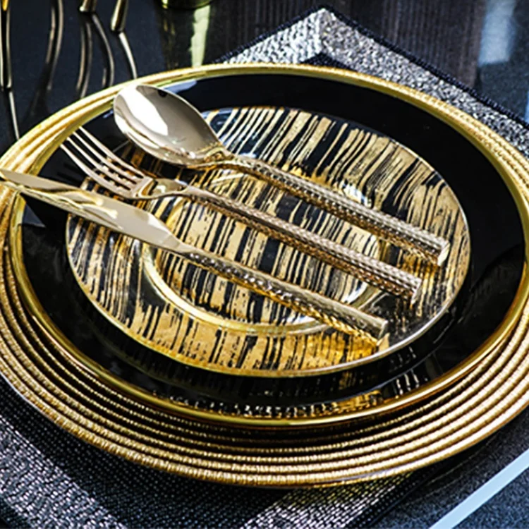 Wholesale 13-inch Clear Glass Charger Plate With Gold Edge Is Suitable for Dinner Wedding Party