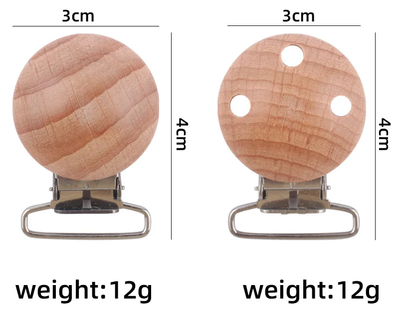 Custom Engraved Logo Natural Beech Wood Pacifier Clip Bead Wholesale Teether Accessories Baby Pacifier Clip 2022 New Design