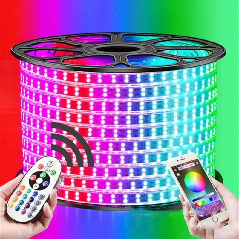5050 RGB Светодиодная лента 220 в 60 светодиодов/м гибкая Водонепроницаемая светодиодная лампа