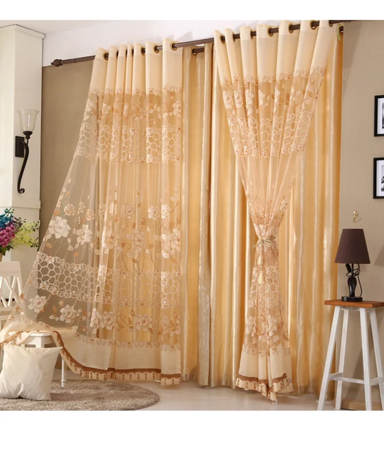European Luxury Jacquard Window Curtains And Drapes For The Living Room Home With Sheers