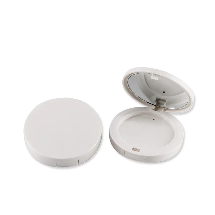 Double layer private label round pink white press compact powder case empty cushion foundation blush containers packaging
