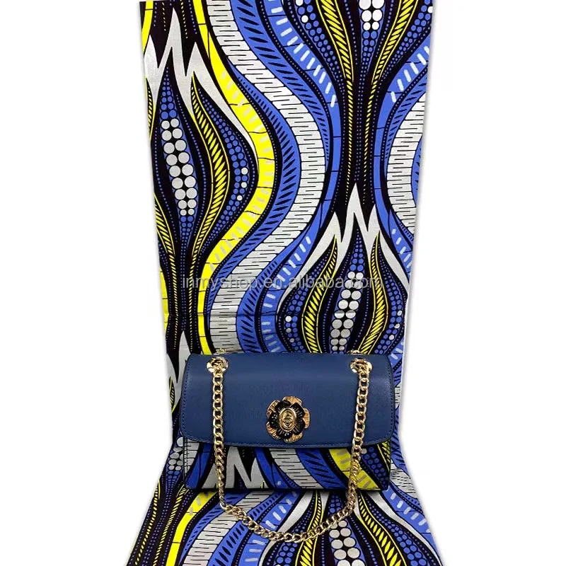 African ankara material wax print luxury bag wholesales golden super wax with small bag 2021 inmyshop holland material