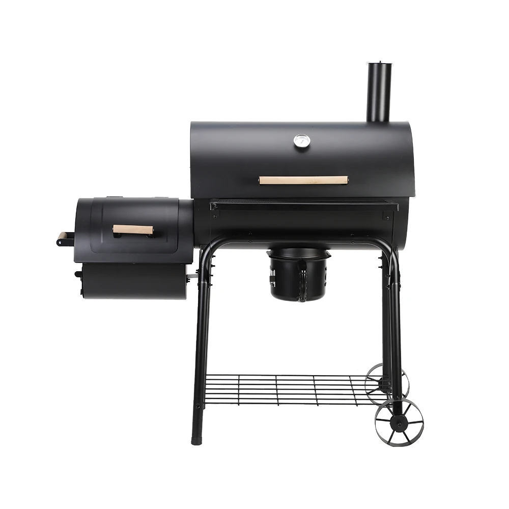 Большой гриль для барбекю Jianyi, тележка для заднего двора, садовый угольный гриль с дымовой камерой, боковая горелка, уличный гриль для приготовления барбекю