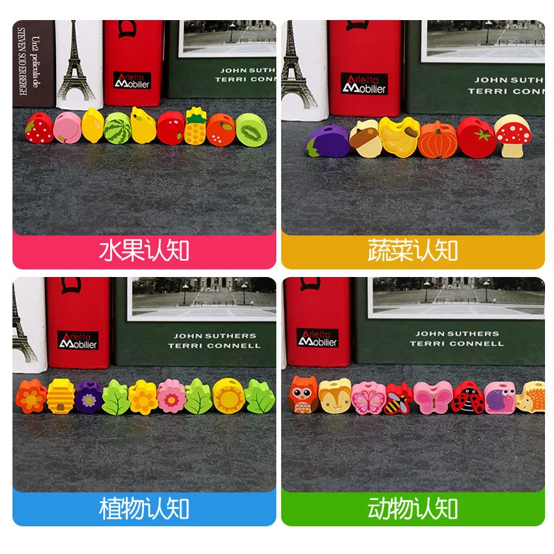 Wooden Cartoon  String Beads Game Tree Toys Children Hand eye Coordination education set toys kids educational