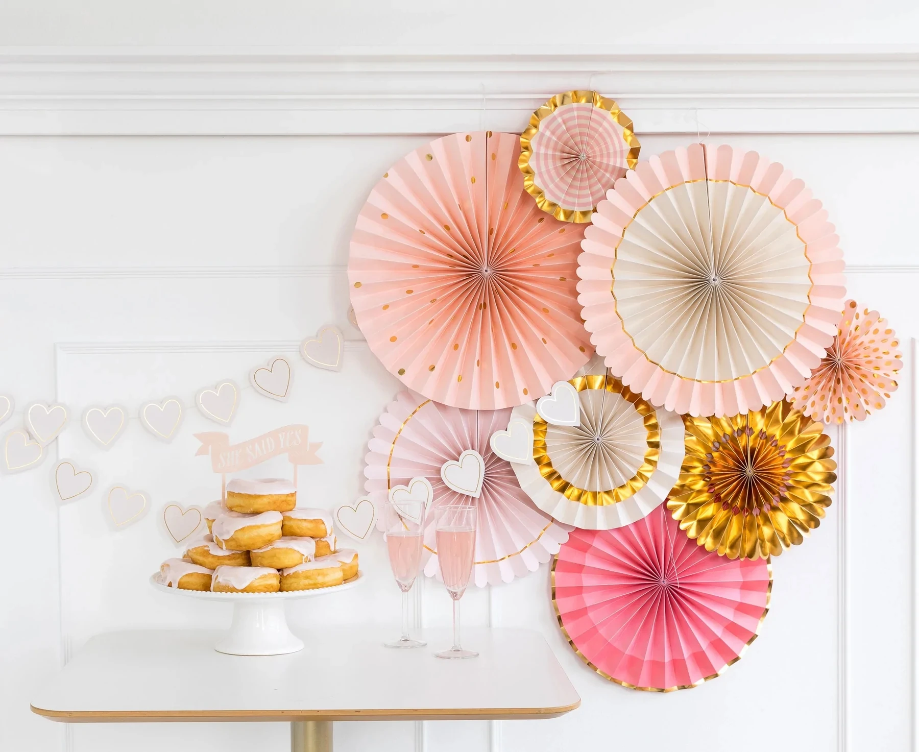 DAMAI Rose Gold Bride Birthday Party Wall Decoration Paper Fan Set Bachelorette Party Supplies