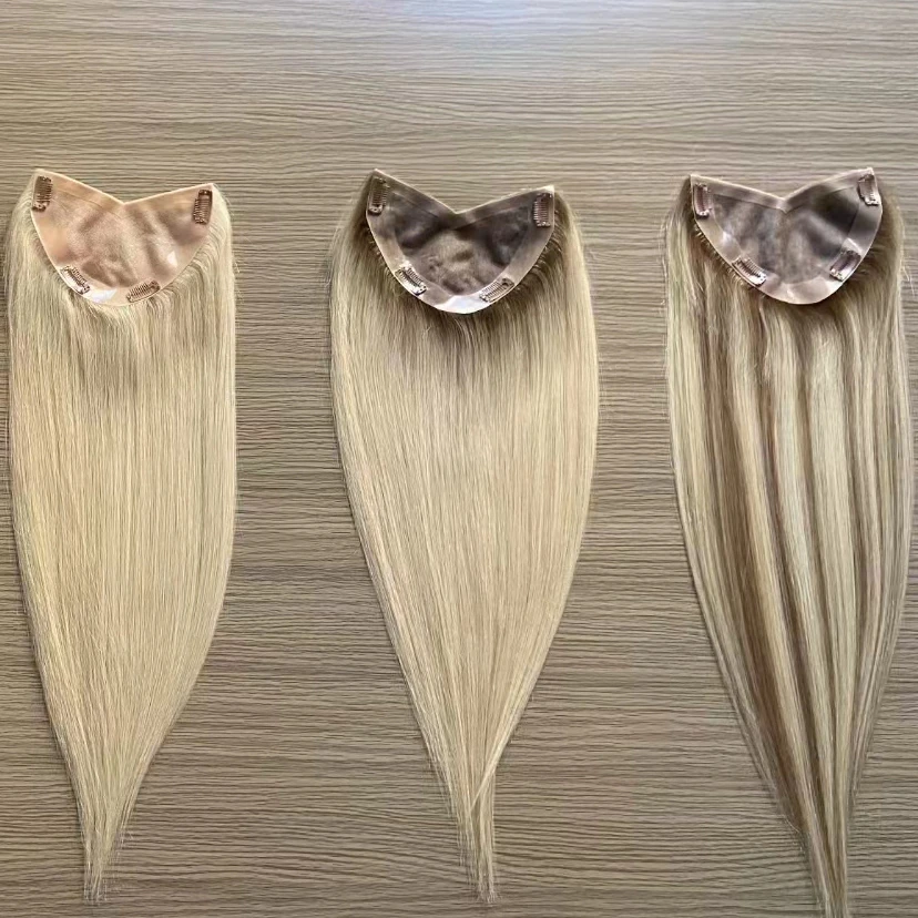 One piece ombre  blonde V part clip in hair extension increase back hair thickness