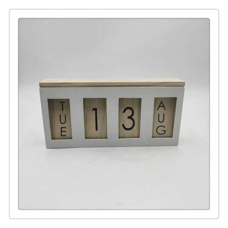 
Perpetual personalised custom 26.5*4.5*13 nature grey black desk wooden calendar for blocks 