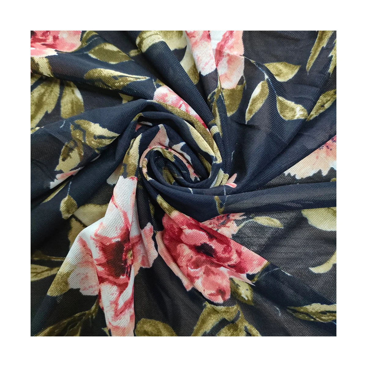 2021 OEM Clothing Beachwear Mesh Fabric 96 Polyester 4 Spandex 110gsm Custom Floral Power Net Fabric for Dress
