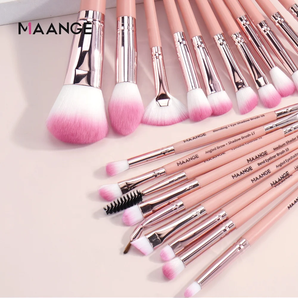 MAANGE Factory Direct Pink Makeup Brushes for Foundation Blusher Eyeliner Best Beauty Tools for Face Blending Cosmetics