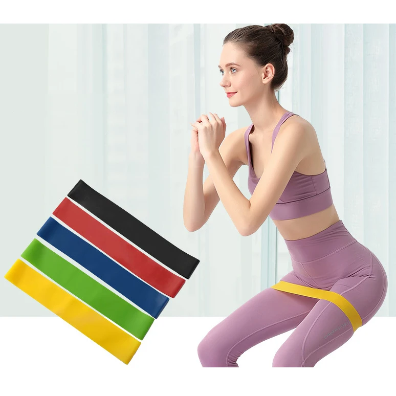 
Elastic home gym fitness yoga stretch bands custom printed logo exercise mini loop band resistance bands 