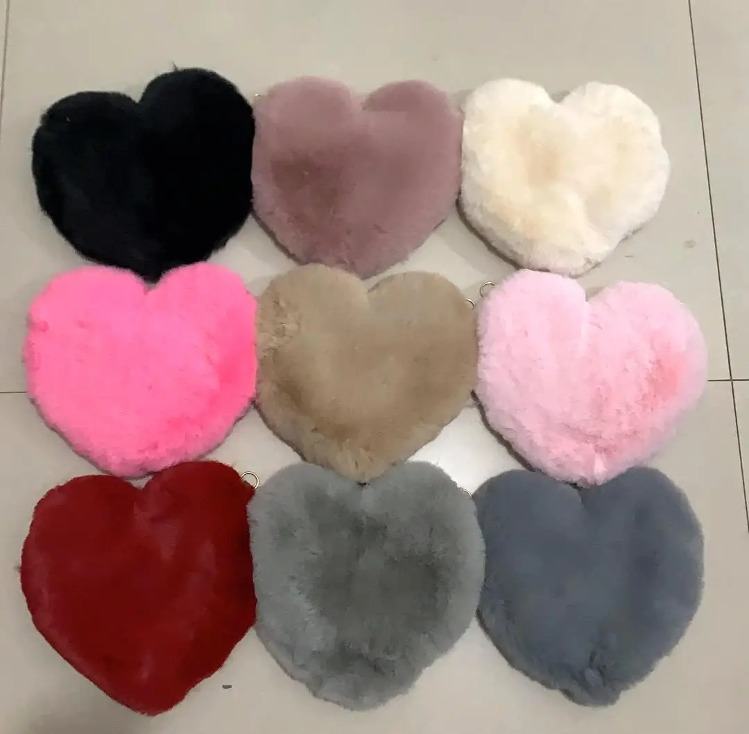 2024 Fashion Heart Bag Women Handbag Diagonal Love Ladies Purse Girl Fur Bag Mini Bags