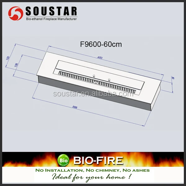 Stainless Steel Bio Ethanol Fuel Box Insert Burner for Fireplaces