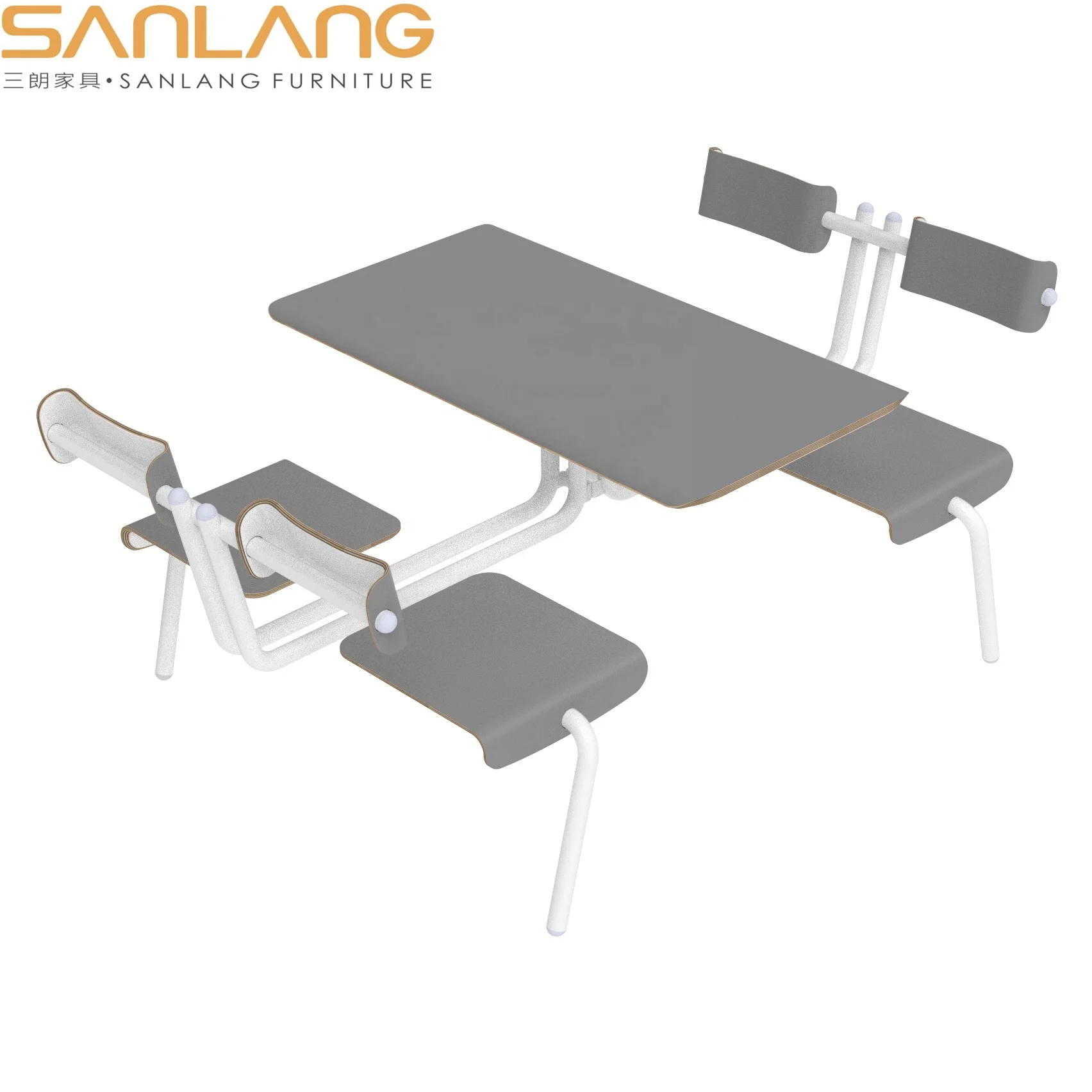 company school canteen project solution Industrial Iron Base dining ot set solid wood K/D packing restaurant chic coffee table