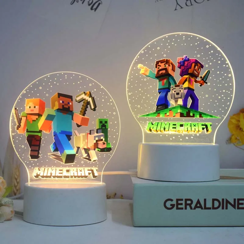 My World Minecraft Game Building Toys Birthday Decorations Lamp Party Boys