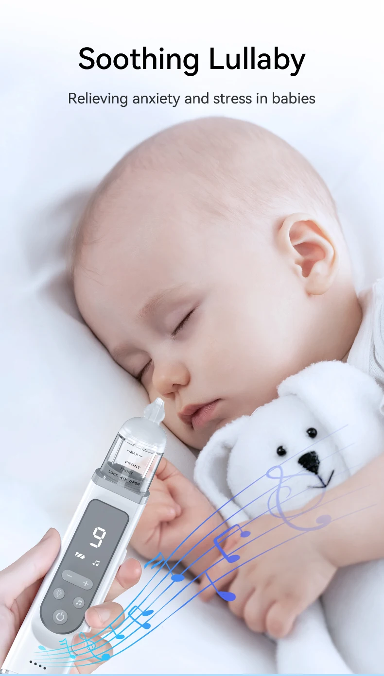 2024 Newly designed low-noise household newborn silicone nasal aspirator with music baby electric nasal aspirator