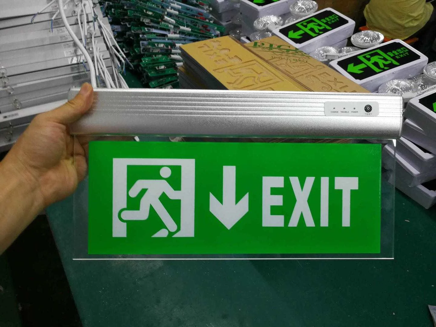 Customized Rechargeable Fire Safety Sign Light 6W 3W Emergency Exit Sign
