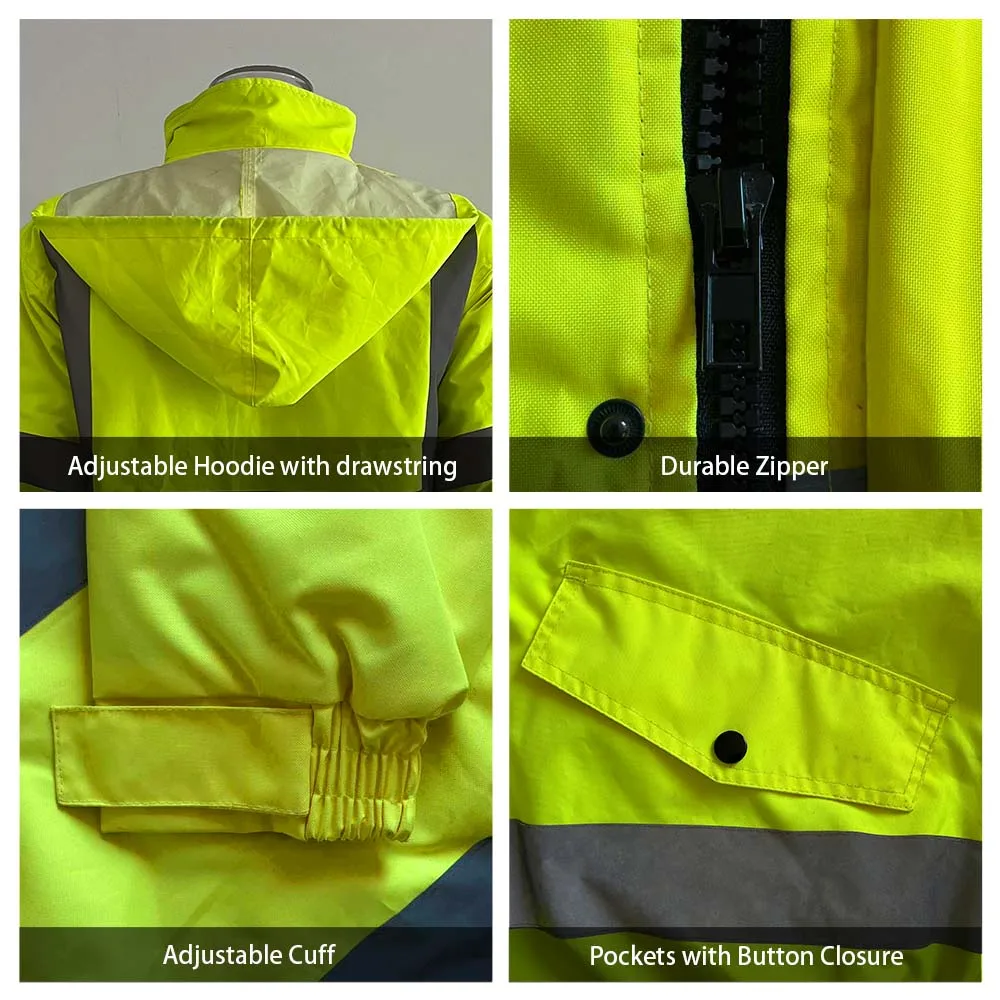 HCLITE Security Winter Fluorescent EN471 Hi Vis Safety Jacket