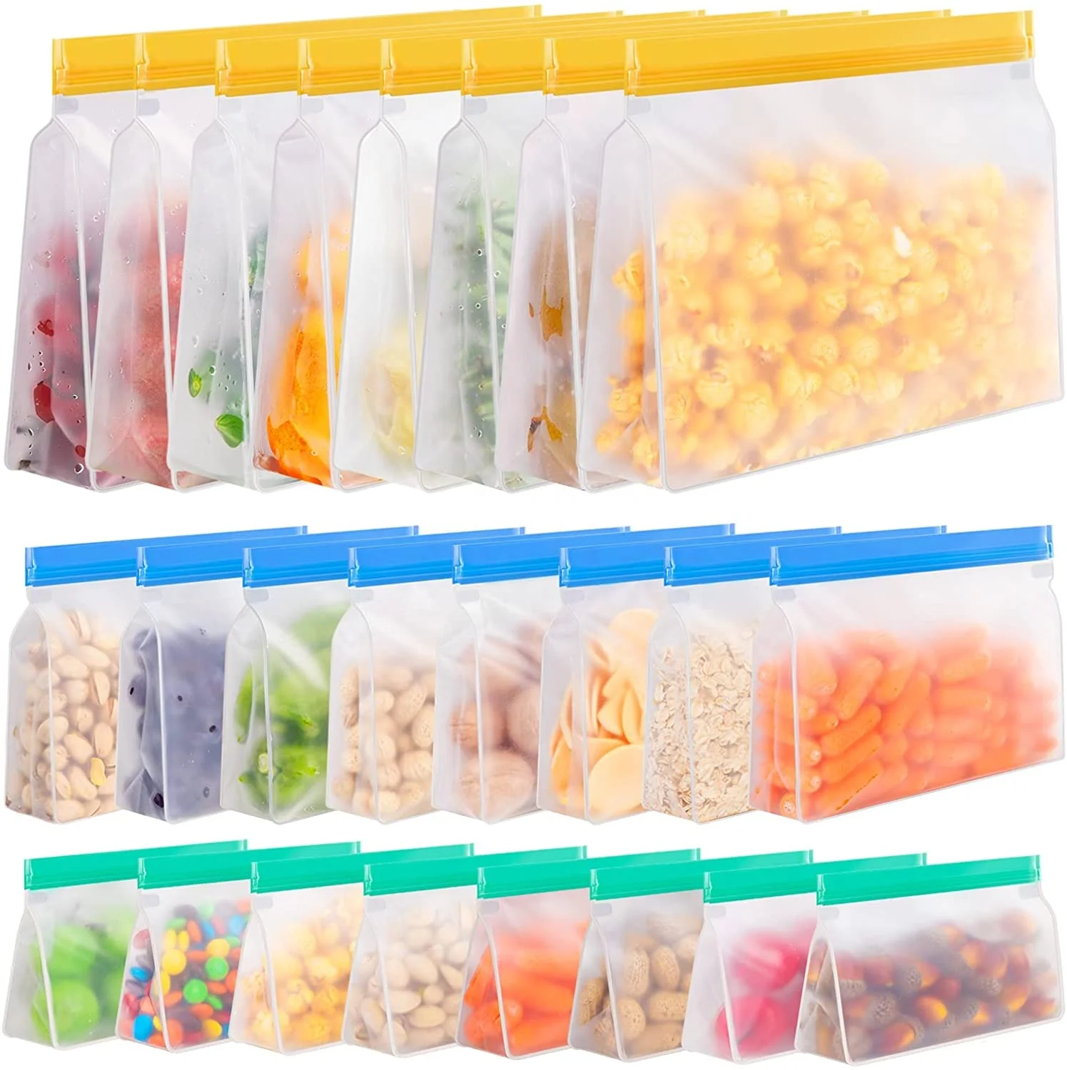 Ziplock Reusable Snack Bag Food Storage Bag Leak Proof Freezer Gallon Bags Airtight Seal Vacuum Silicone Kitchen Customized