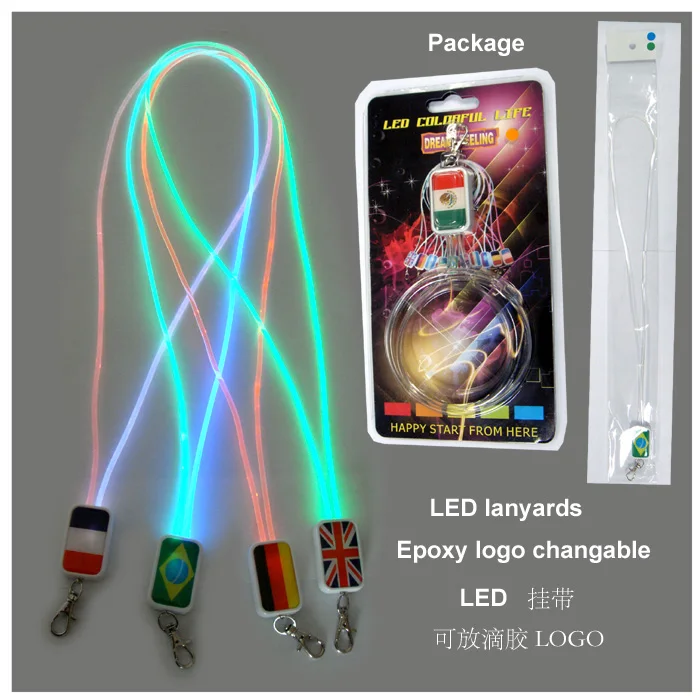 Custom fashion Led light up replacement light emitting diode color lanyard for promotional gift