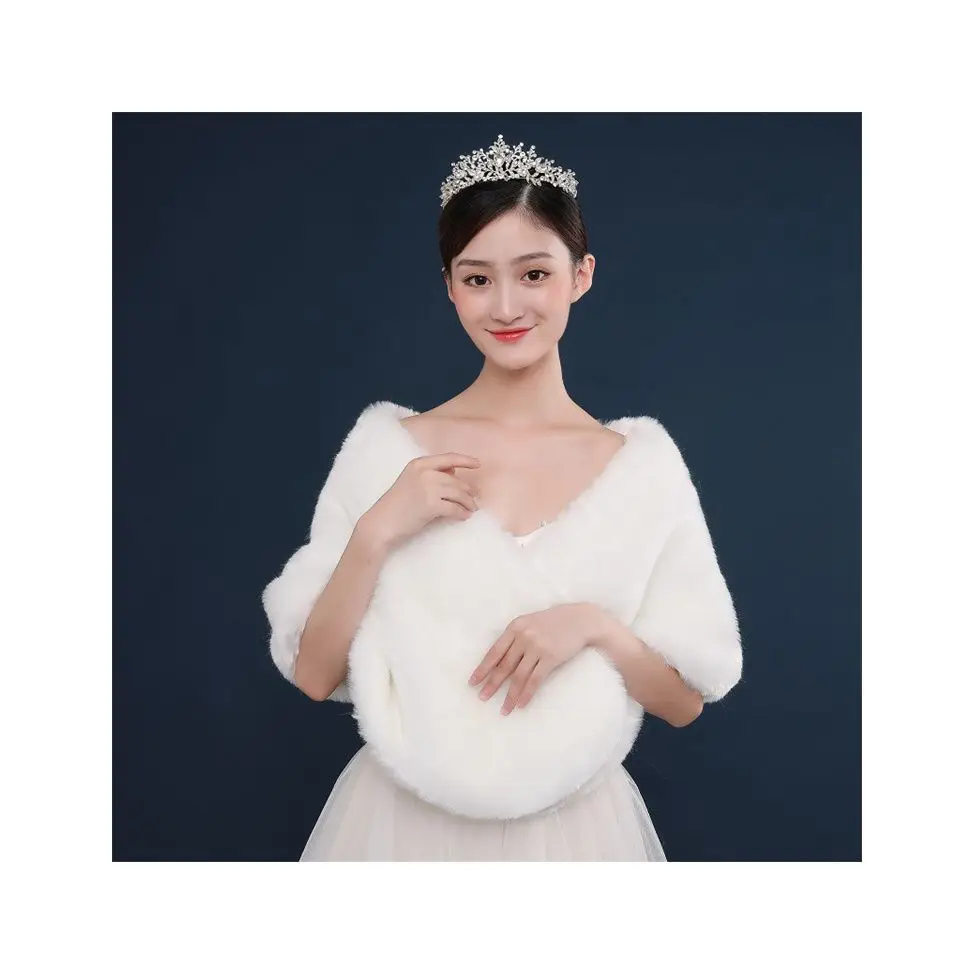 White Bridal Wedding Pom Pom Shawls Evening Line Dress Shawls Evening Prom Jackets Wrap