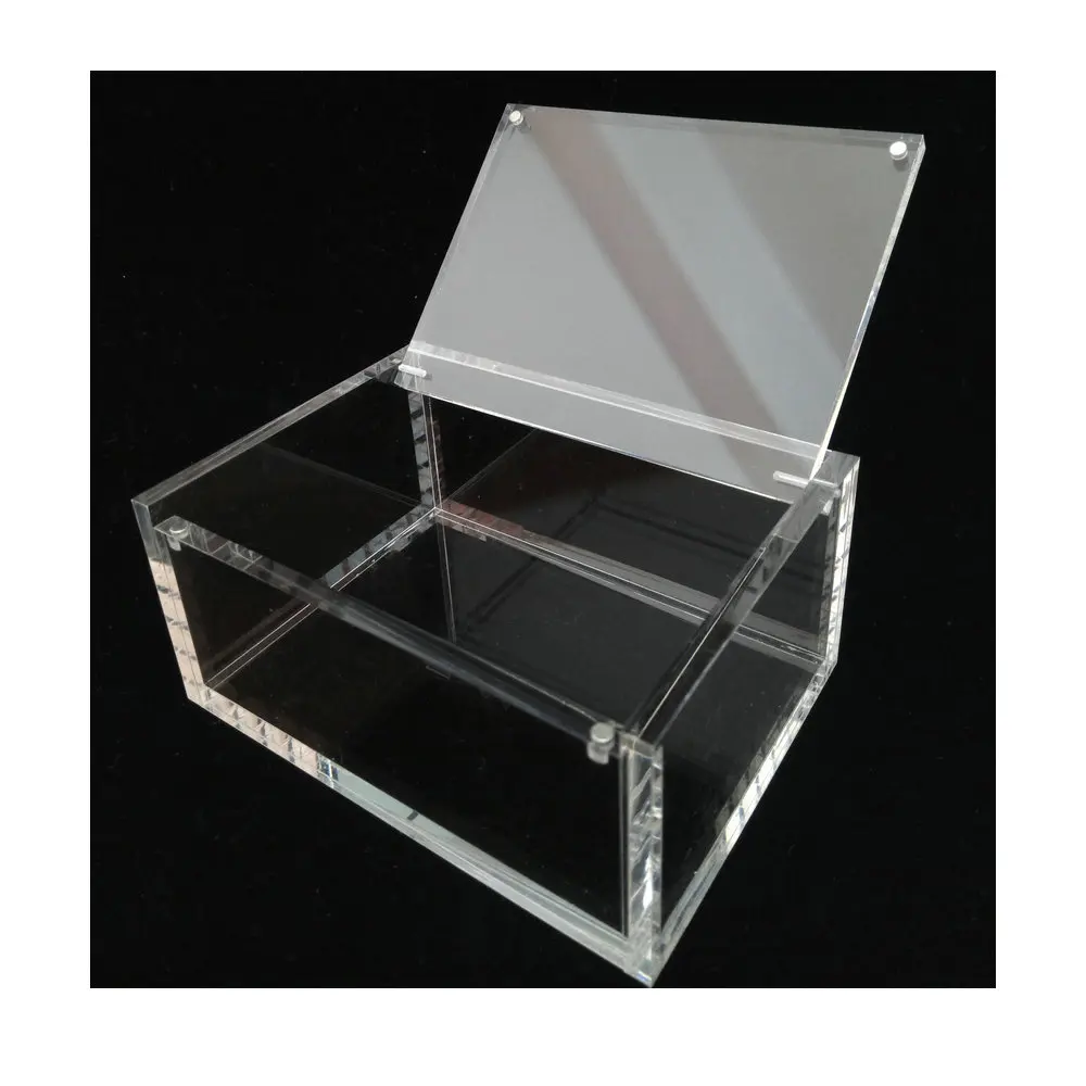  Clear plexiglass acrylic rectangle storage box with flip