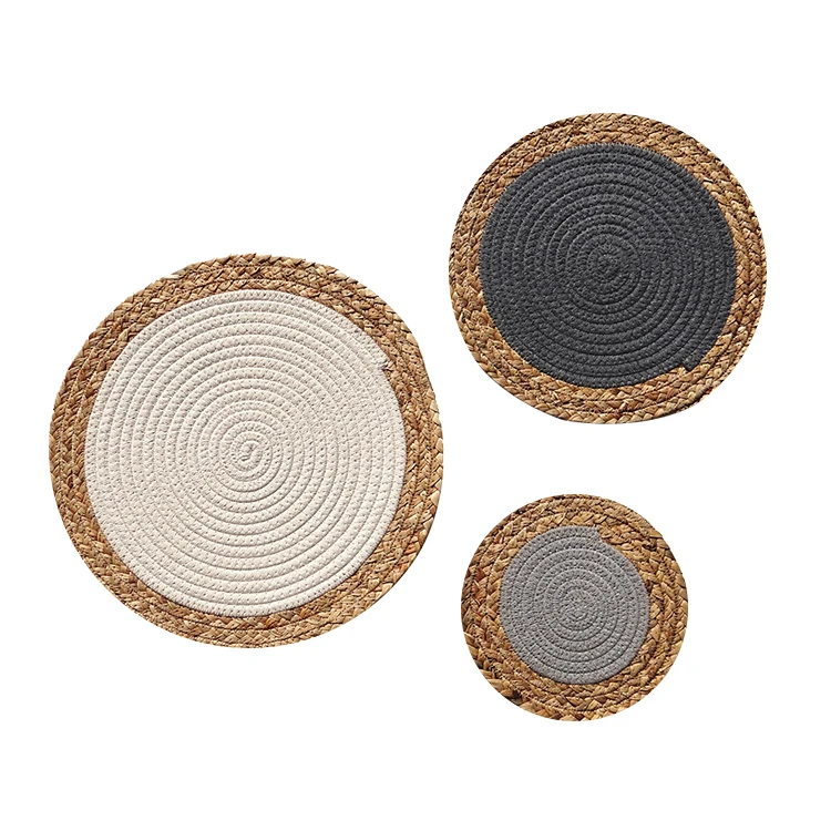 LISO Round Cotton Rope Woven Gourd Gras Coasters Insulation Place mat Non slip Home Table Linen Pad For Home Kitchen